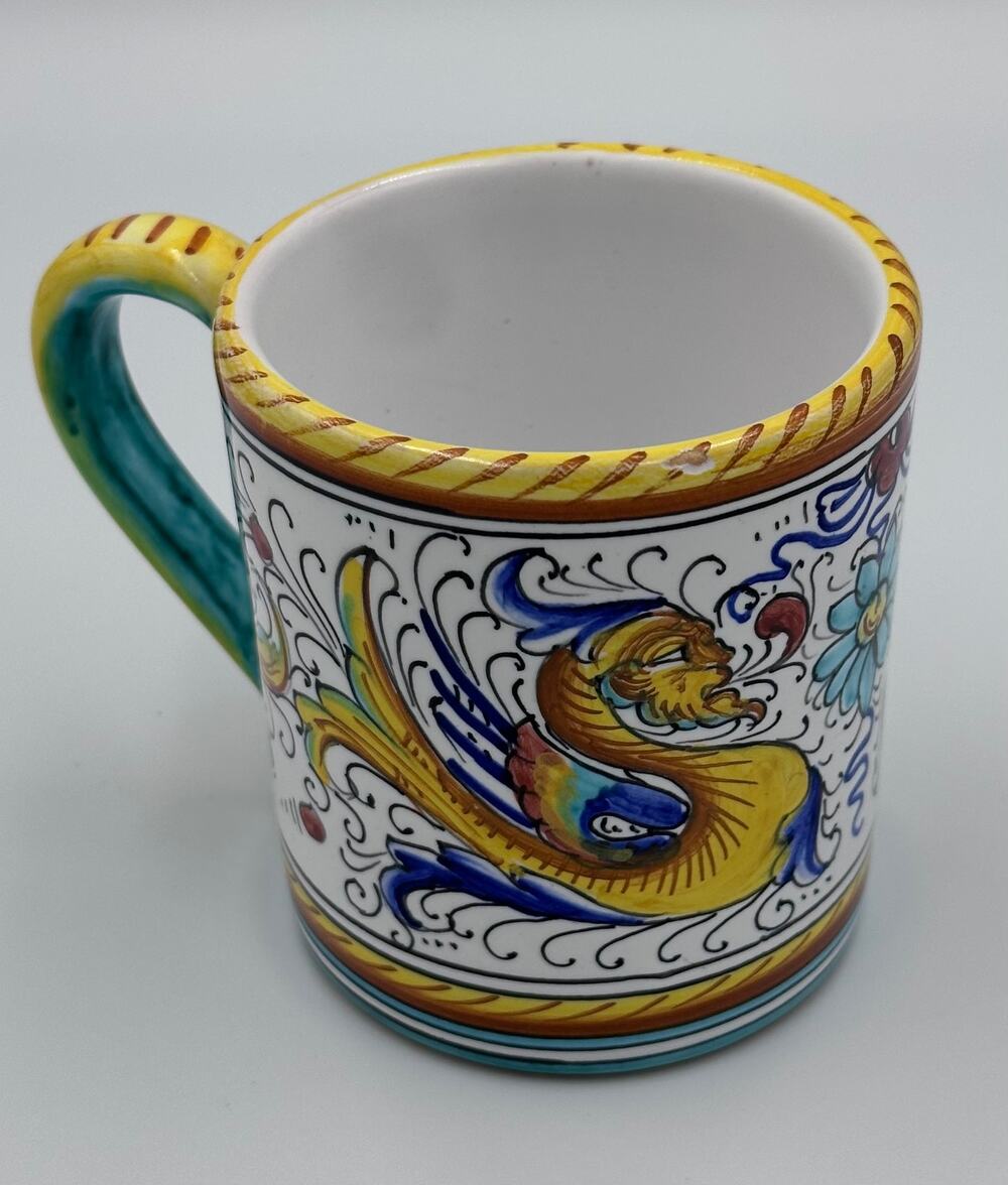 Fima Deruta Vintage Cup Mug Raffaellesco  Hand Painted Drangons MADE IN ITALY